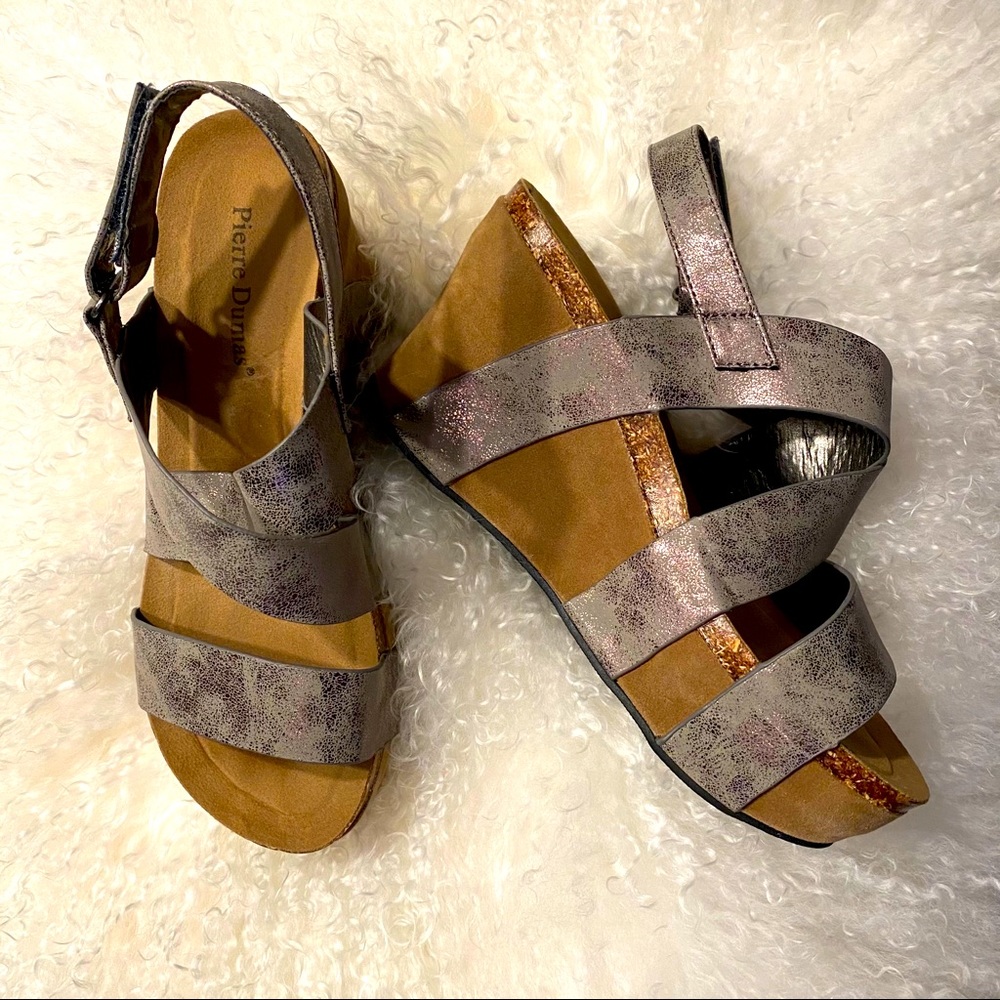 Vegan Leather Strappy Wedge Sandals